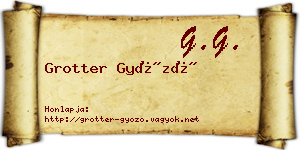 Grotter Győző névjegykártya